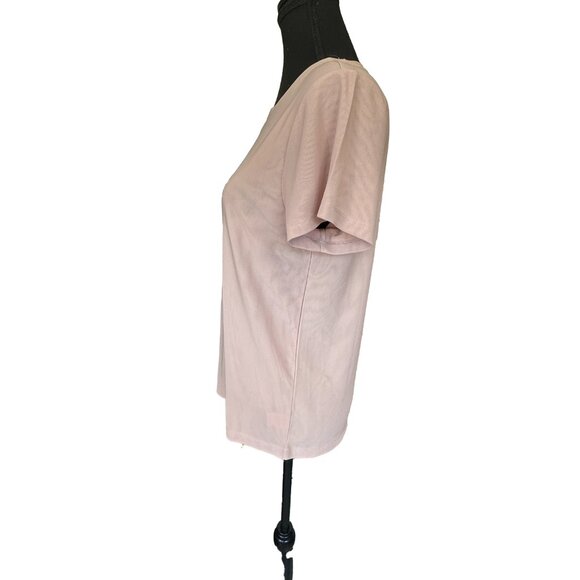 NWOT Sanctuary Blush Pink Sheer Mesh T-Shirt Size S Short Sleeve Crew Neck - Picture 3 of 6